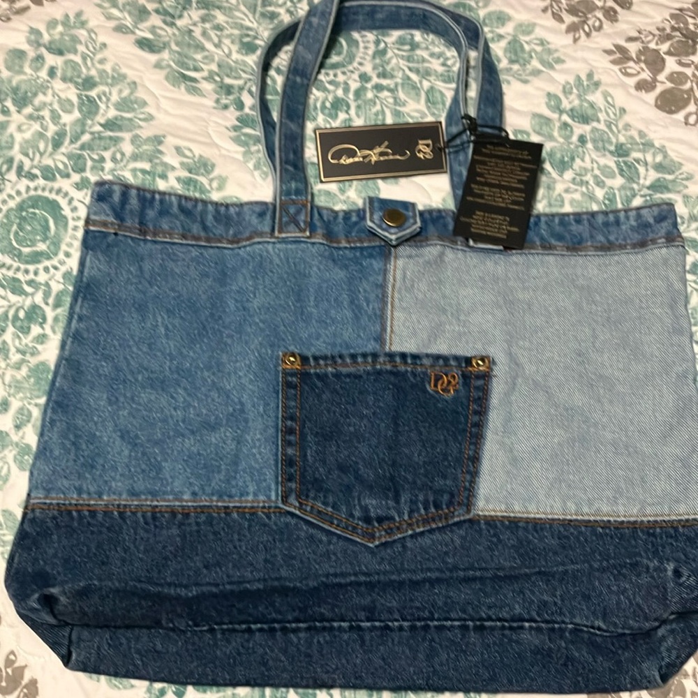 Diane Gilman patchwork denim tote bag